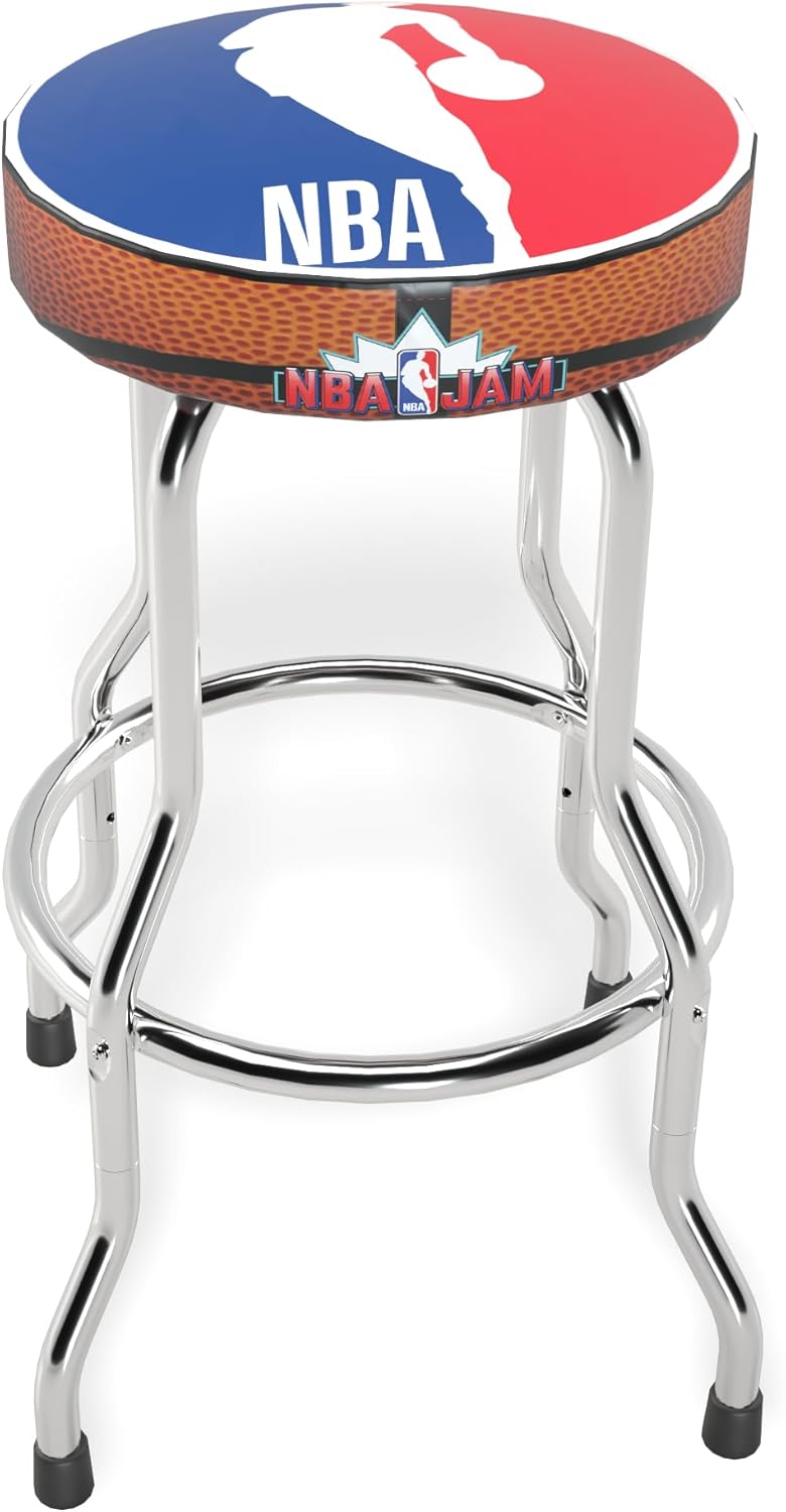Arcade1Up Officially Licensed Adjustable Stool with Chrome-Plated Steel Frame and High-Density Foam Padding for Supreme Gaming Comfort (NBA JAM) - Image 2